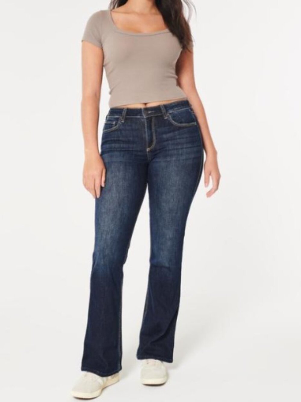 Hollister Curvy Mid Rise Bootcut Jeans Dark Wash Size 0 Short
